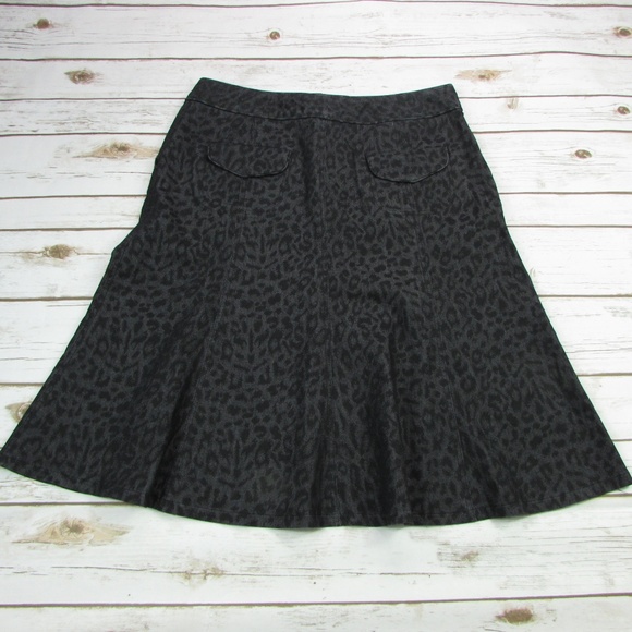 Sandro Charcoal Gray Animal Print Flared Skirt 12 - Picture 4 of 6